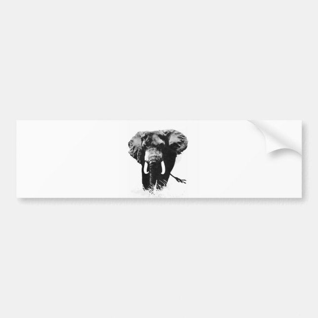 Pegatina Para Coche Elefante de B&W (Frente)