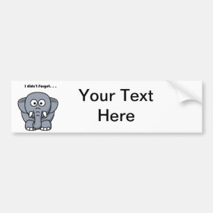 Pegatina Para Coche Elefante no olvidó al gracioso Personalizado de Ch