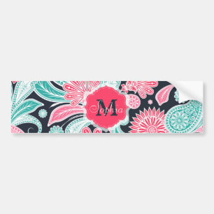 Pegatina Para Coche Elegante ilustracion de diseño paisley floral
