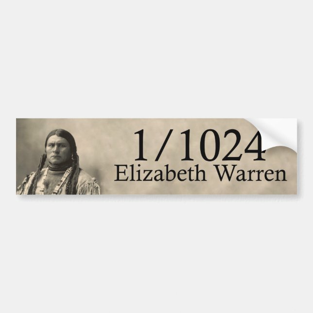 Pegatina Para Coche Elizabeth Warren 1/1024 nativo americano (Frente)
