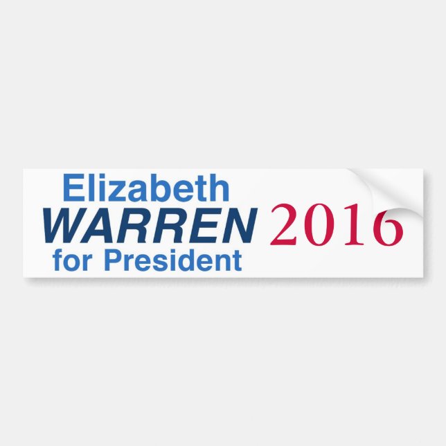 Pegatina Para Coche Elizabeth Warren para el presidente 2016 (Frente)