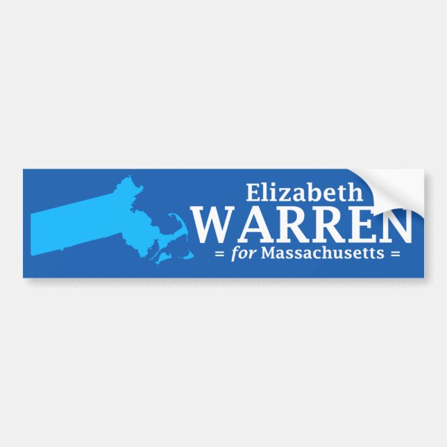 Pegatina Para Coche Elizabeth Warren para Massachusetts (Frente)