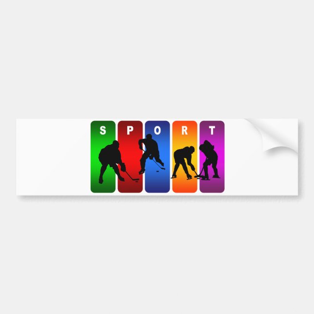 Pegatina Para Coche Emblema multicolor del hockey (Frente)