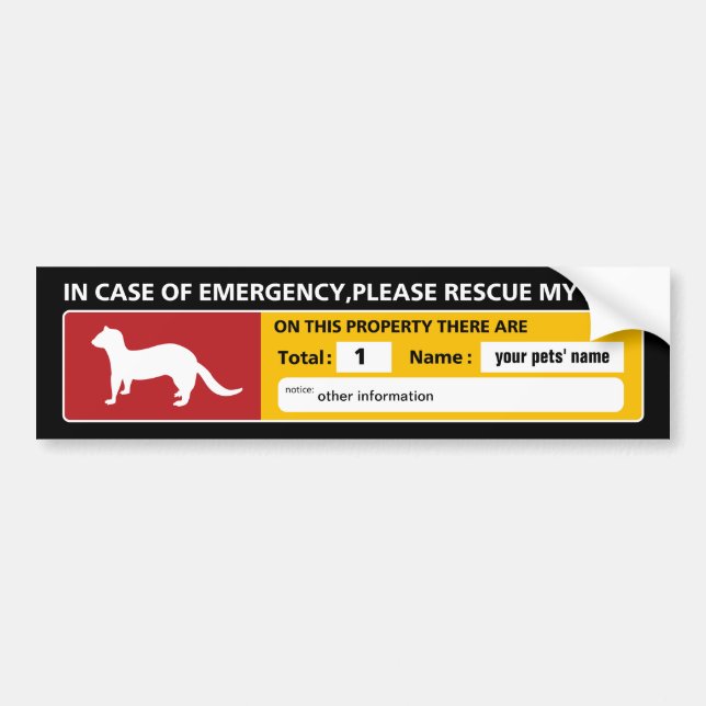 Pegatina Para Coche Emergency Sticker (ferret) (Frente)