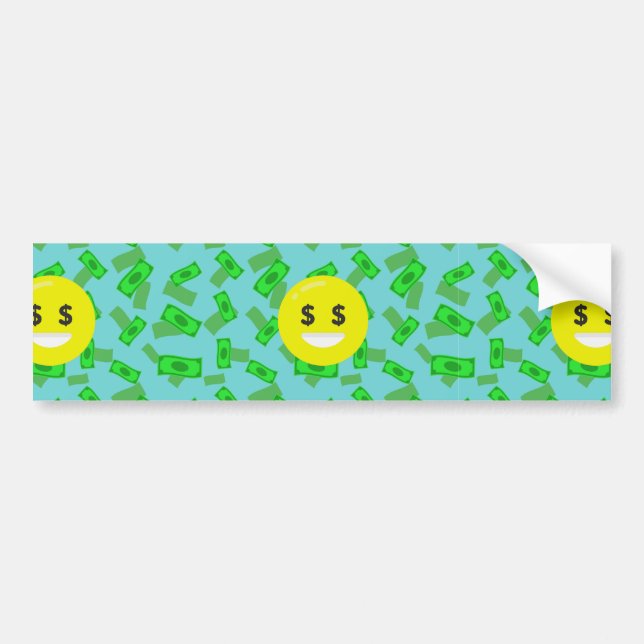 Pegatina Para Coche emoji con ojos de dinero (Frente)