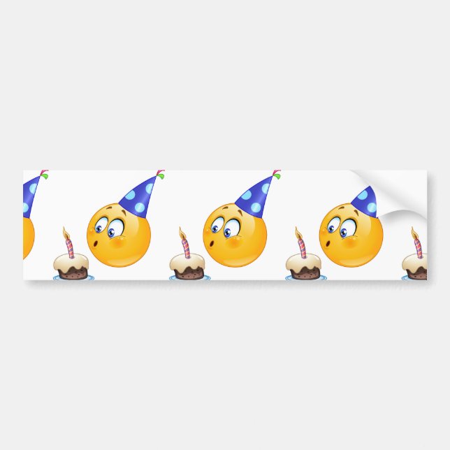 Pegatina Para Coche emoji de cumpleaños (Frente)