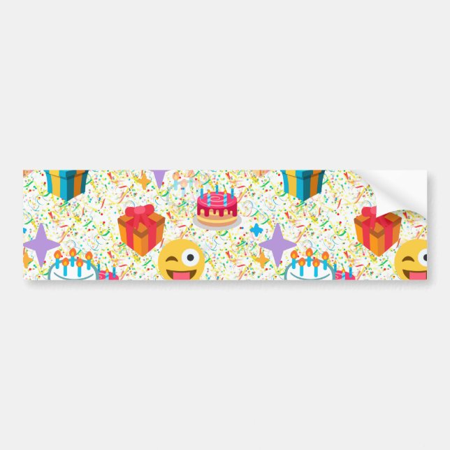 Pegatina Para Coche emoji feliz de cumpleaños (Frente)