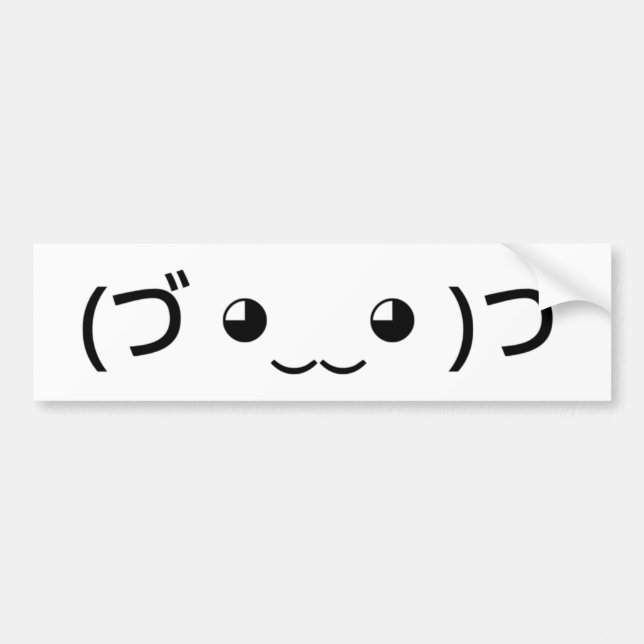 Pegatina Para Coche Emoticon de abrazo (づ ◕ ‿ ‿ ◕)づ japonés Kaomoji (Frente)