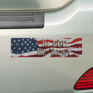 Pegatina Para Coche En Dios confiamos en la bandera norteamericana de