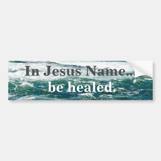 PEGATINA PARA COCHE EN EL NOMBRE DE JESÚS BUMPER STICKER (Frente)