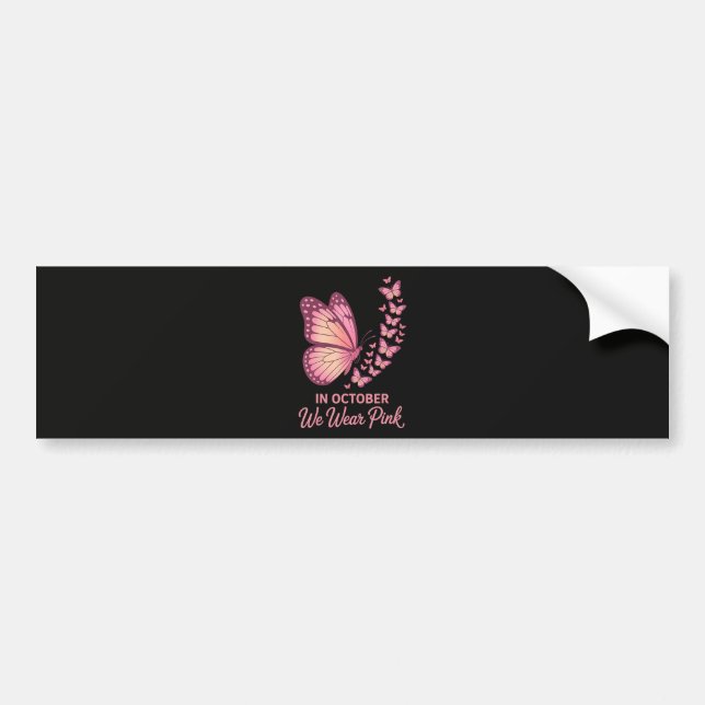 Pegatina Para Coche En Octubre Mariposa De Seno Rosa (Frente)