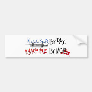 Pegatina Para Coche Enfermera por día, vampiro por noche