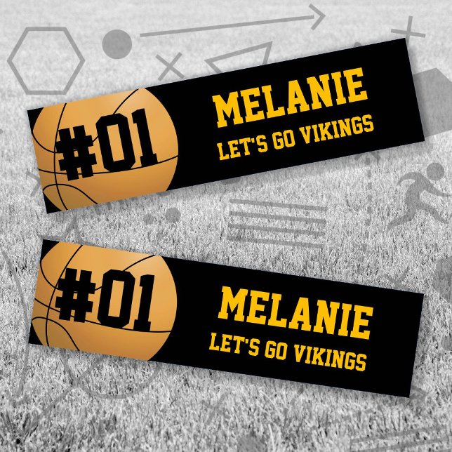 Pegatina Para Coche Equipo de baloncesto Black Gold (Black and Gold Baseball Let's Go Team Bumper Sticker. Celebrate your high school or college athlete.)