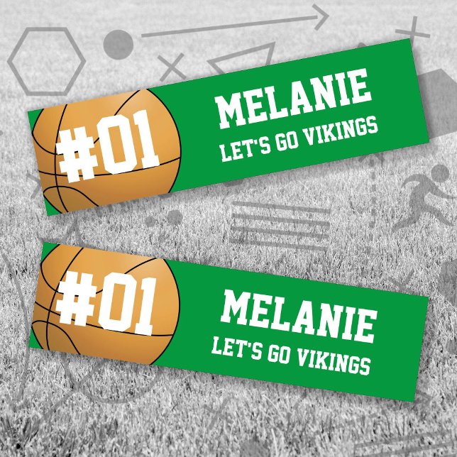 Pegatina Para Coche Equipo de béisbol blanco verde (Green and White Baseball Let's Go Team Bumper Sticker. Celebrate your high school / college athlete.)