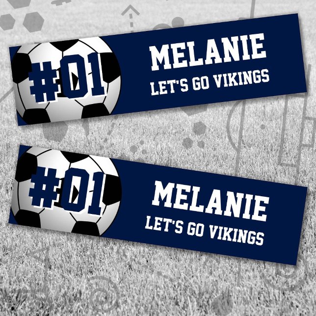 Pegatina Para Coche Equipo de fútbol blanco de la Marina (Navy and White Soccer Let's Go Team Bumper Sticker. Celebrate your high school or college athlete.)
