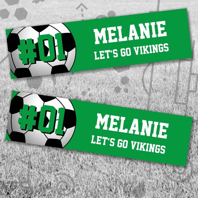 Pegatina Para Coche Equipo de fútbol blanco verde (Green and White Soccer Let's Go Team Bumper Sticker. Celebrate your high school or college athlete.)