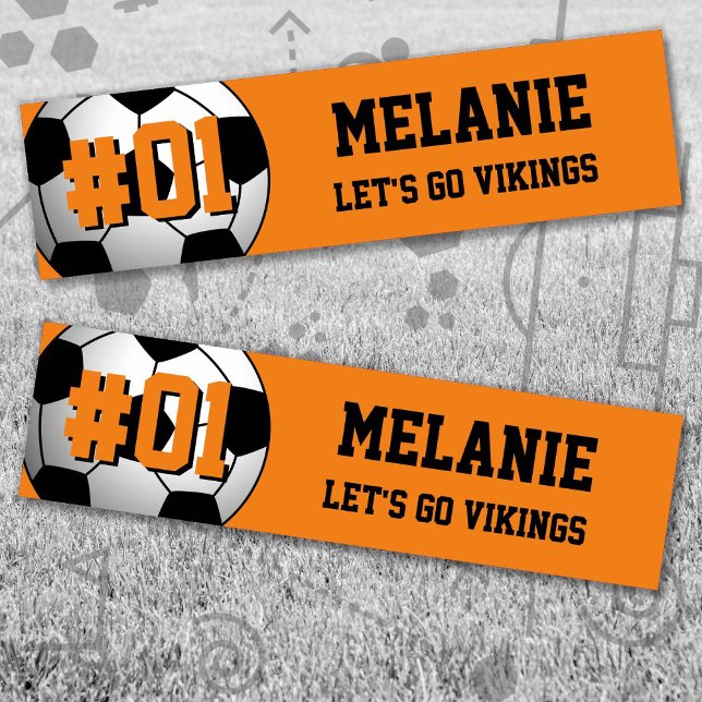 Pegatina Para Coche Equipo de fútbol negro naranja (Orange and Black Soccer Let's Go Team Bumper Sticker. Celebrate your high school or college athlete.)