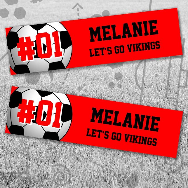 Pegatina Para Coche Equipo de fútbol negro rojo (Red and Black Soccer Let's Go Team Bumper Sticker. Celebrate your high school or college athlete.)