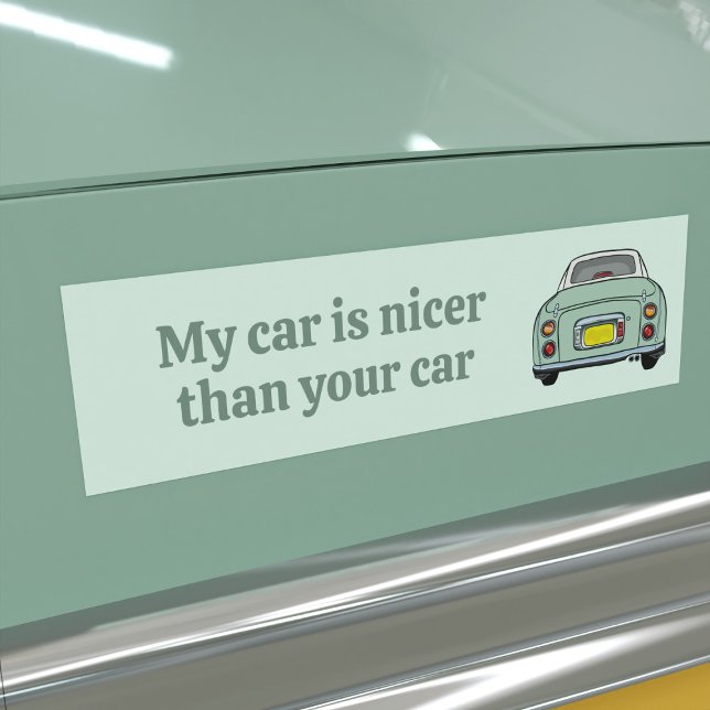 Pegatina Para Coche Es gracioso que mi auto verde de Figaro sea más ag (Is your green figaro car nicer than the rest? I bet it is. Here's your bumper sticker for proof)