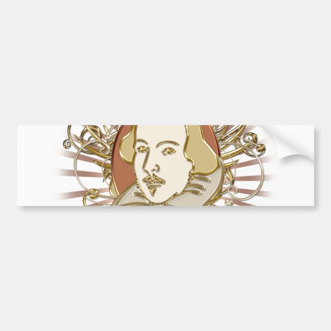 Pegatina Para Coche Escudo de William Shakespeare (oro) (Frente)