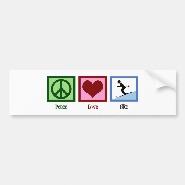 Pegatina Para Coche Esquí de amor por la paz (Frente)