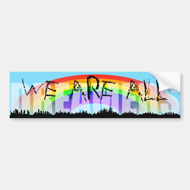 Pegatina Para Coche Esquina arcoiris Daca Dreamers 2 agujereador (Frente)