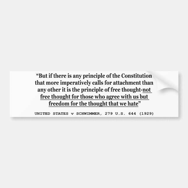 Pegatina Para Coche ESTADOS UNIDOS contra SCHWIMMER 279 US 644 (1929) (Frente)