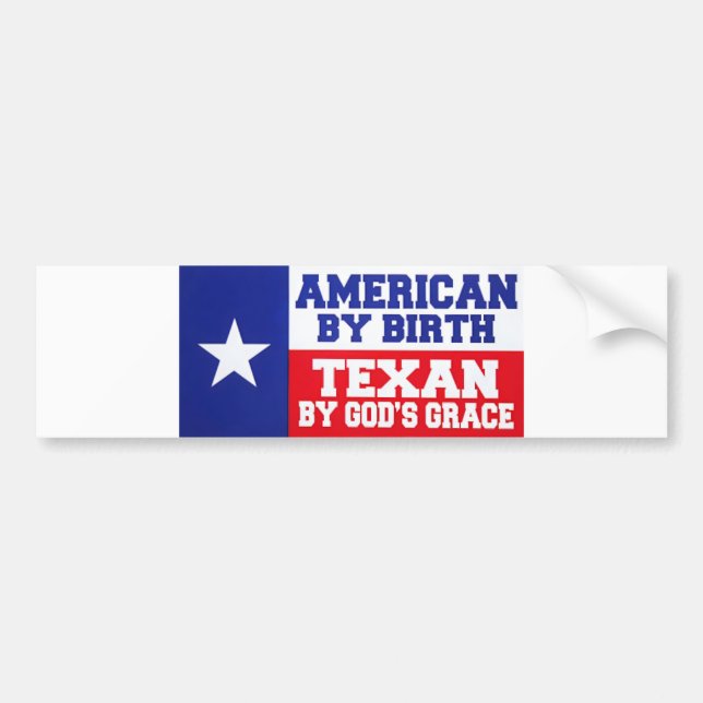 Pegatina Para Coche Estadounidense por nacimiento - Texan por Grace Te (Frente)