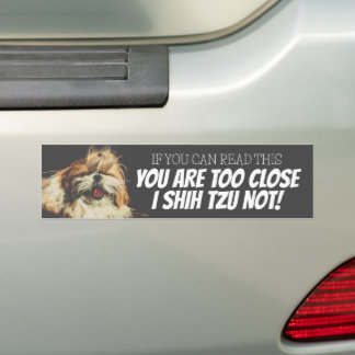 Pegatina Para Coche Estás demasiado cerca, shih tzu no