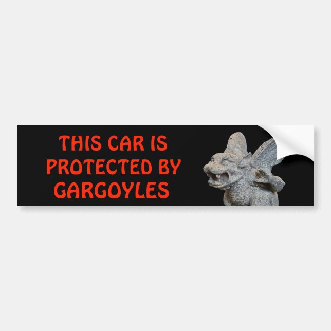 Pegatina Para Coche Este coche protegido por los Gargoyles rojos en (Frente)