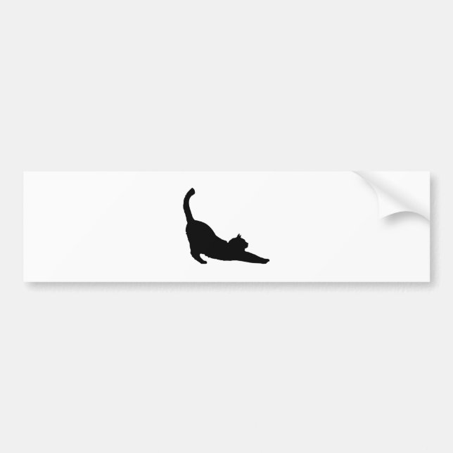 Pegatina Para Coche Estirar la silueta del gato negro (Frente)