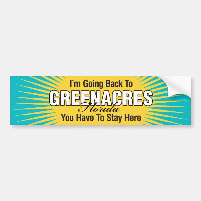 Pegatina Para Coche Estoy volviendo a (Greenacres) (Frente)