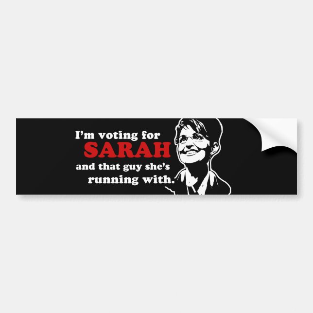 Pegatina Para Coche Estoy votando por el bumpersticker de Sarah (Frente)