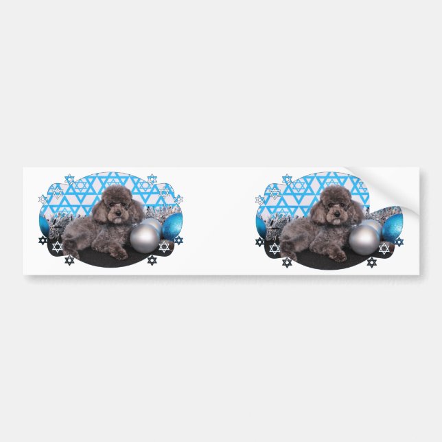 Pegatina Para Coche Estrella de Jánuca de David - caniche - Murphy (Frente)