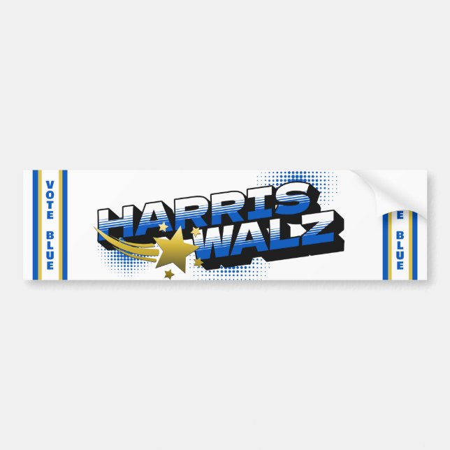 Pegatina Para Coche Estrella de oro de Harris y Walz (Frente)