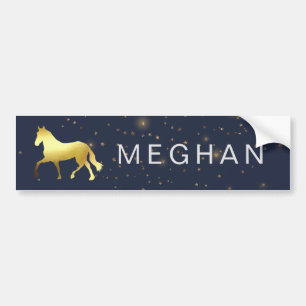 Pegatina Para Coche estrellas de caballo de oro ecuestre Monograma