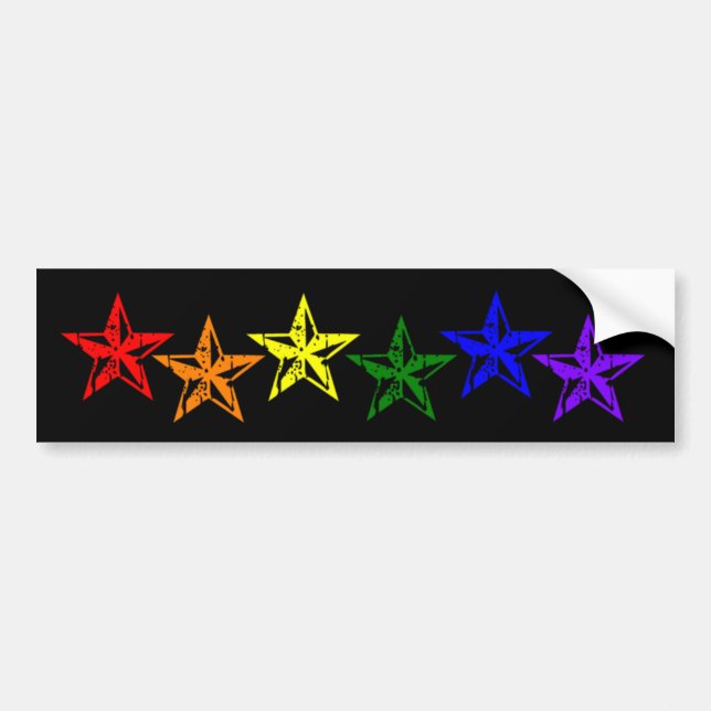 Pegatina Para Coche Estrellas del arco iris del orgullo gay (Frente)