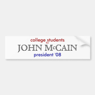 Pegatina Para Coche Estudiantes universitarios para John McCain