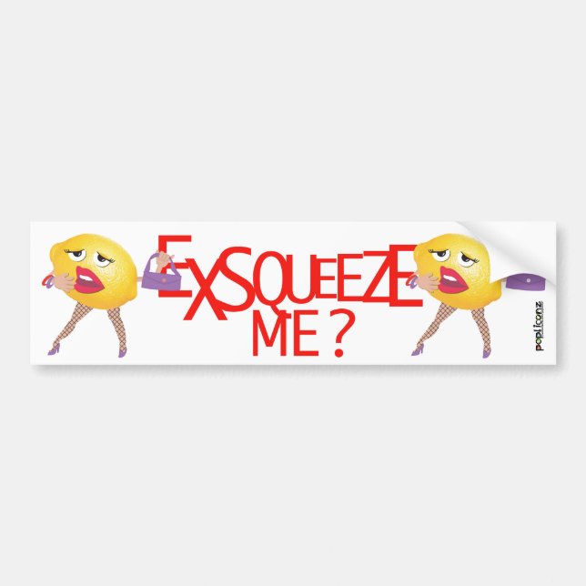 Pegatina Para Coche "exsqueeze yo?" limón divertido chistoso (Frente)