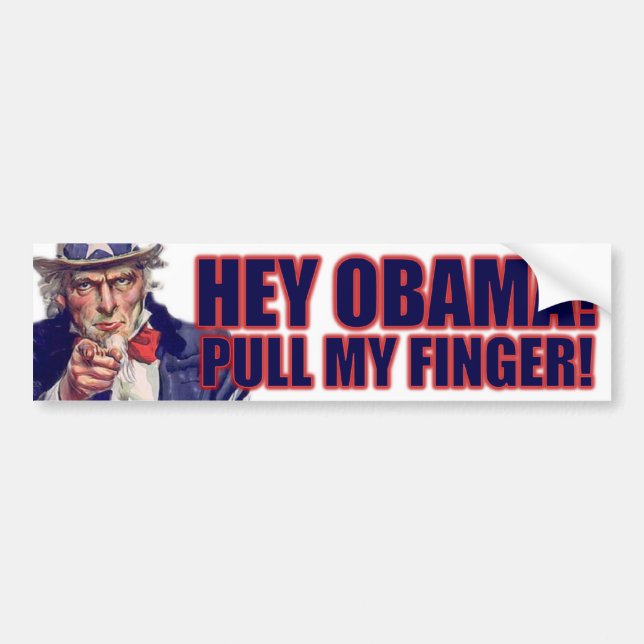 Pegatina Para Coche ¡Ey Obama! ¡Tire de mi dedo! (Frente)