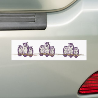 Pegatina Para Coche Familia de búhos geométricos estilizados morados
