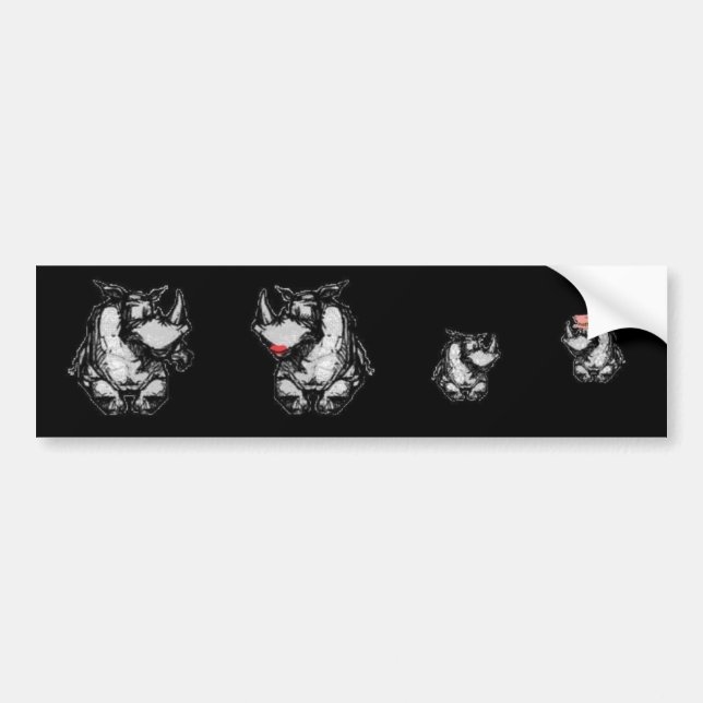 Pegatina Para Coche Familia del rinoceronte (Frente)