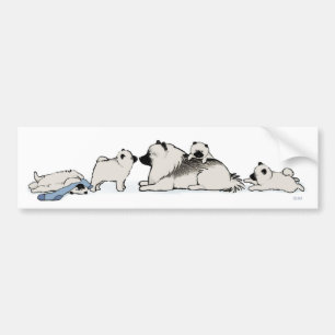 Pegatina Para Coche Familia Keeshond con Calcetín Azul