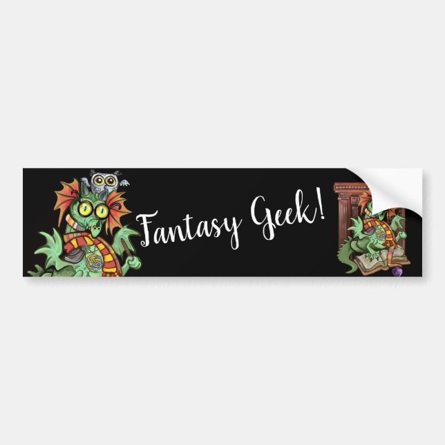 Pegatina Para Coche Fan Dragon "Fantasy Geek" (Frente)