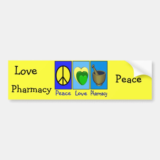 Pegatina Para Coche Farmacia del amor de la paz (Frente)