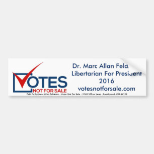 Pegatina Para Coche Feldman para el presidente - libertario 2016