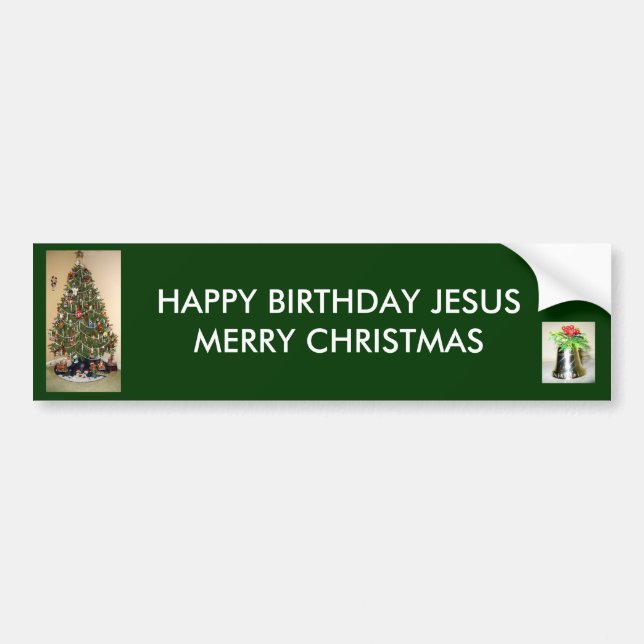 Pegatina Para Coche Felices Navidad BumperSticker de Jesús del feliz (Frente)