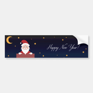Pegatina Para Coche Feliz Año Nuevo, Santa Claus en chimenea