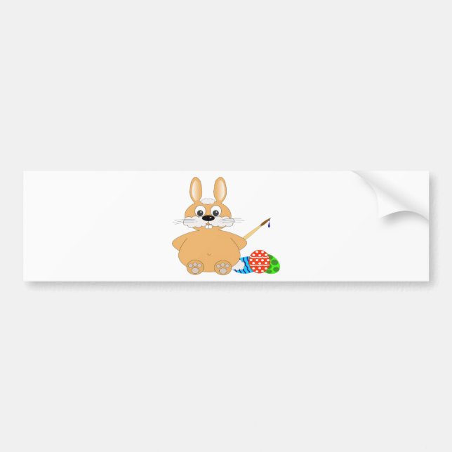 Pegatina Para Coche Feliz Conejo de Pascua (Frente)