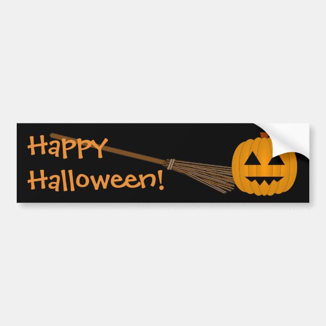 Pegatina Para Coche Felíz Halloween Jack-O-Lantern Bumper Sticker (Frente)